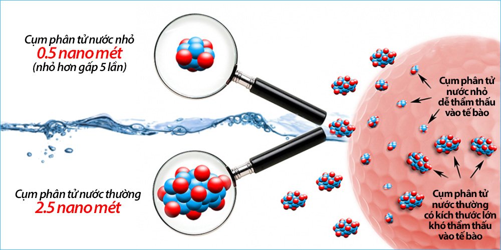  Nước Ion Kiềm có cấu trúc phân tử nước siêu nhỏ