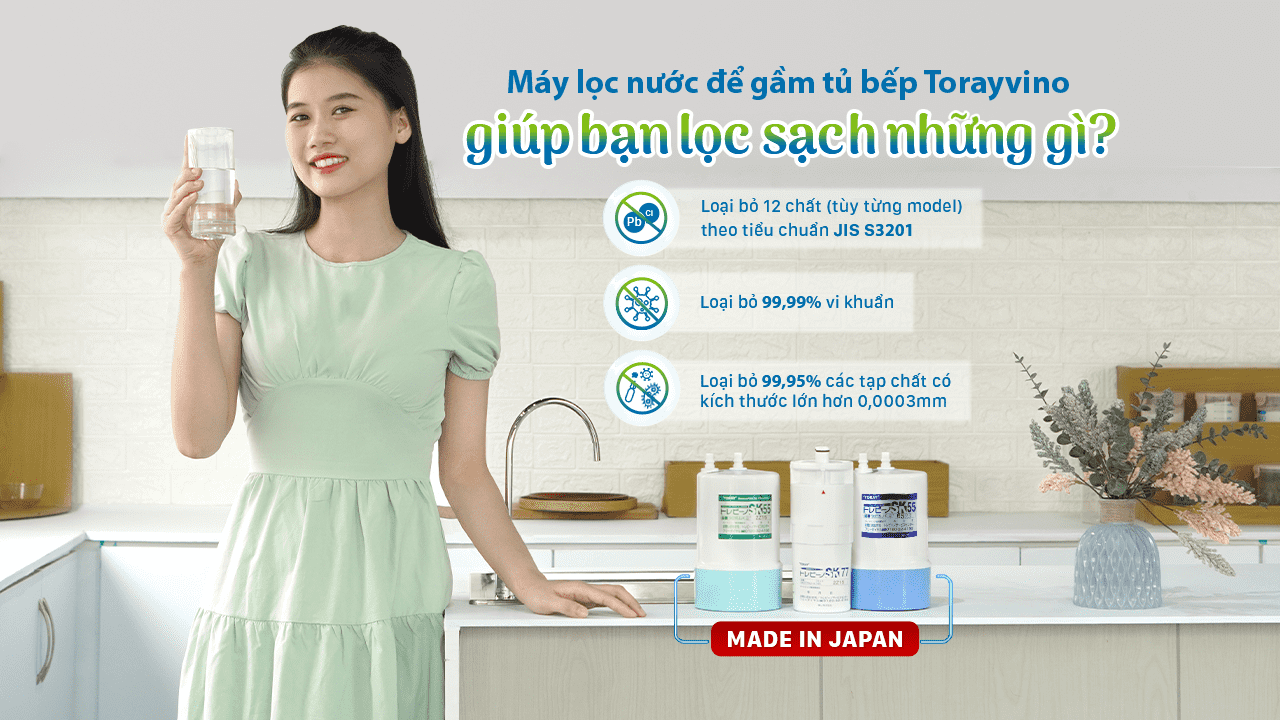 Máy lọc nước để gầm tủ bếp Torayvino đáp ứng nhu cầu sử dụng nước sạch của người dùng