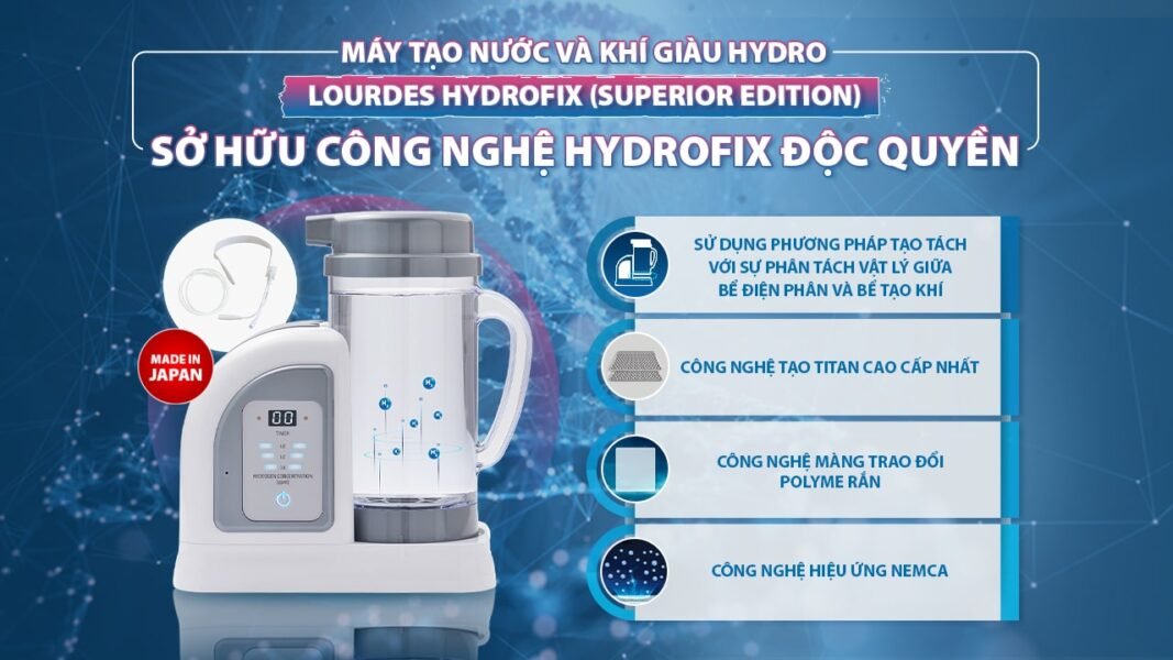 May tao nuoc va khi giau Hydro Lourdes Hydrofix Superior Edition so huu cong nghe Hydrofix doc quyen voi 04 dac diem noi troi min