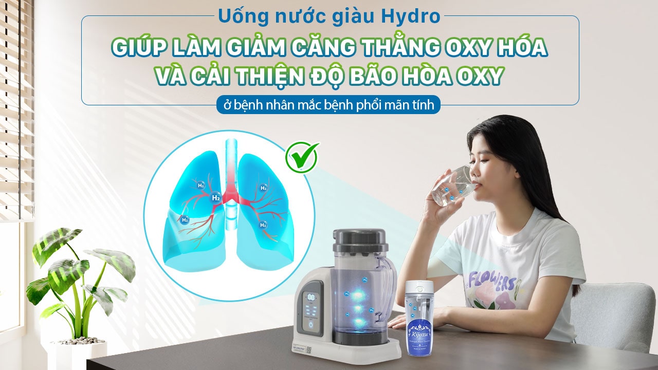 Sau 4 tuần uống nước giàu Hydro giúp làm giảm căng thẳng oxy hóa và cải thiện độ bão hòa oxy ở bệnh nhân mắc bệnh phổi mãn tính