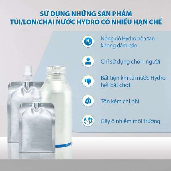 Sử dụng túi nước Hydro, lon nước Hydro hoặc chai nước Hydro có nhiều hạn chế nhất định đối với người dùng và cuộc sống