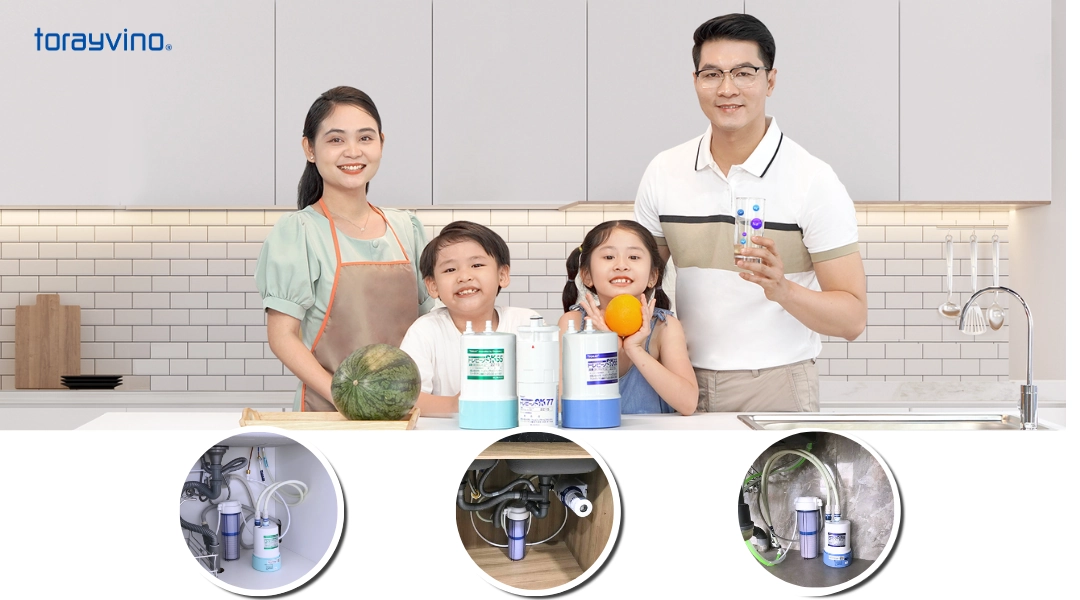4 ưu điểm của bộ lọc nước không nước thải Torayvino 4 Lọc nước không nước thải Torayvino được thiết kế nhỏ gọn, lắp đặt gọn gàng dưới gầm tủ bếp, không chiếm nhiều diện tích