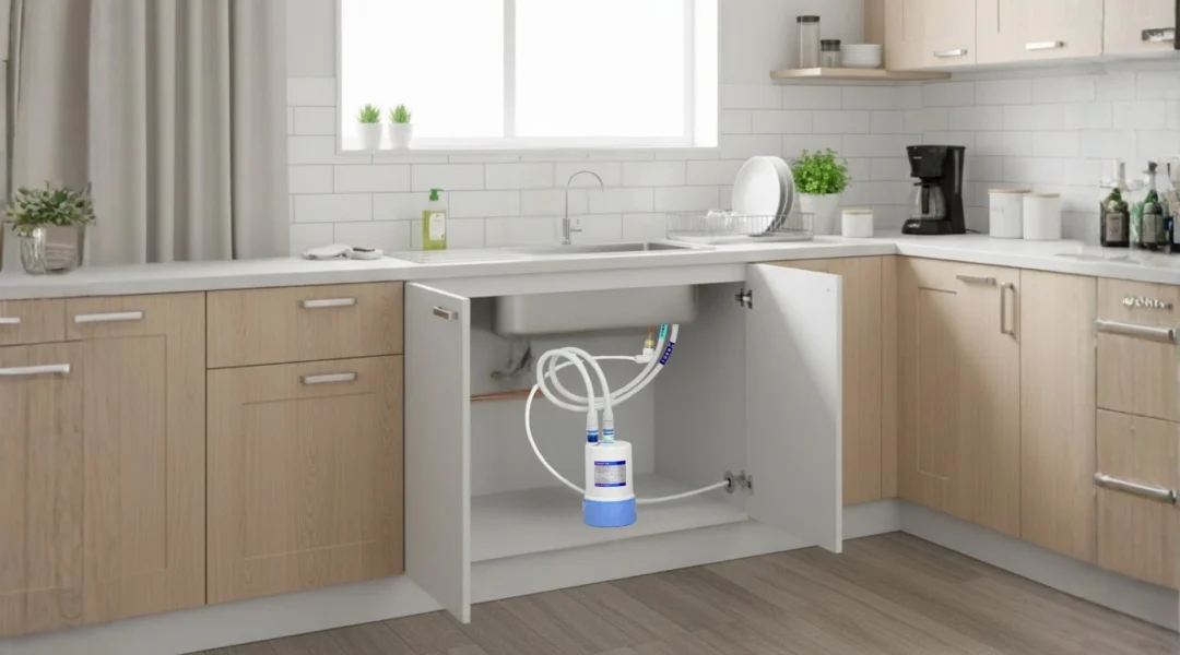 Bộ lọc nước Torayvino để gầm tủ bếp không dùng điện và không tạo nước thải, tiết kiệm chi phí và bảo vệ môi trường