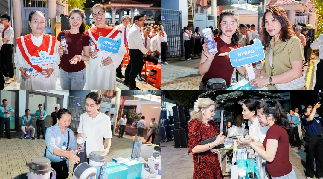 Kim Long Phát sẻ chia nguồn nước Hydro tốt cho sức khỏe đến cộng đoàn trong Đêm Hoan Ca Giáng Sinh 2025